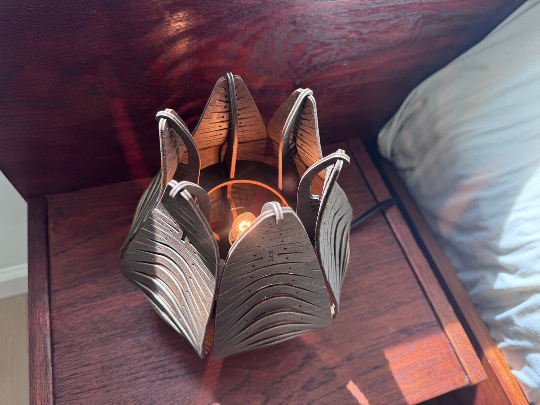 Wood Lotus Table Lamps by Well Lit Woods with Dimmer (price for pair)