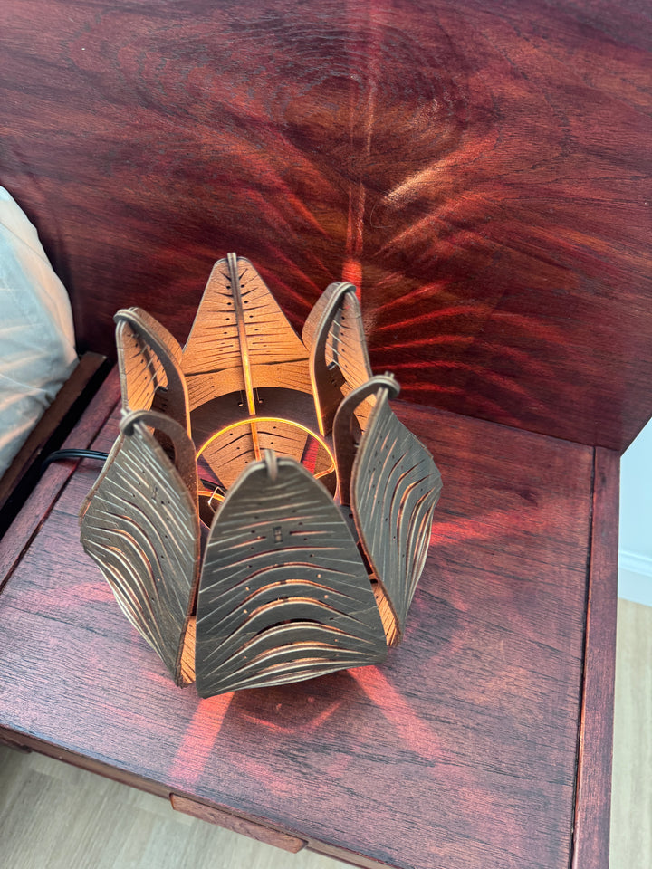 Wood Lotus Table Lamps by Well Lit Woods with Dimmer (price for pair)