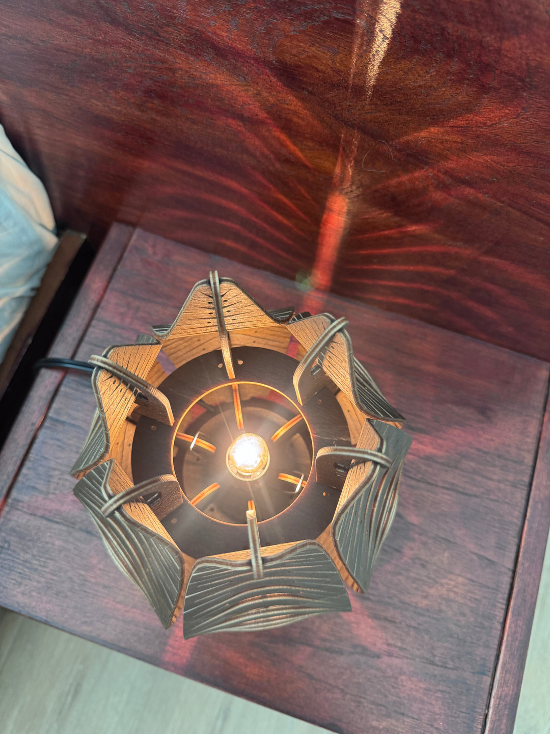 Wood Lotus Table Lamps by Well Lit Woods with Dimmer (price for pair)