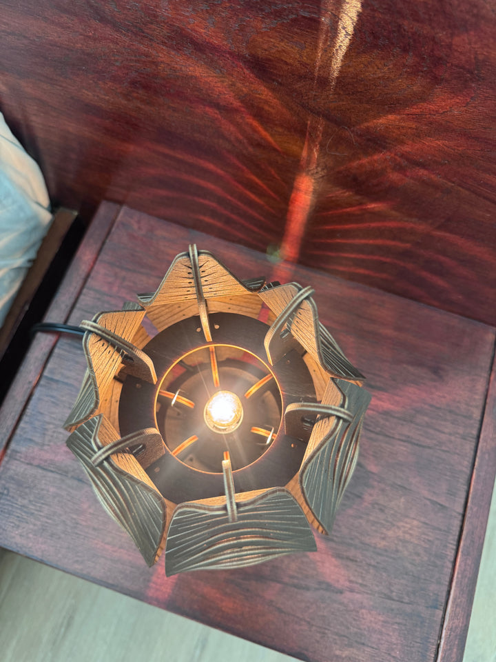 Wood Lotus Table Lamps by Well Lit Woods with Dimmer (price for pair)