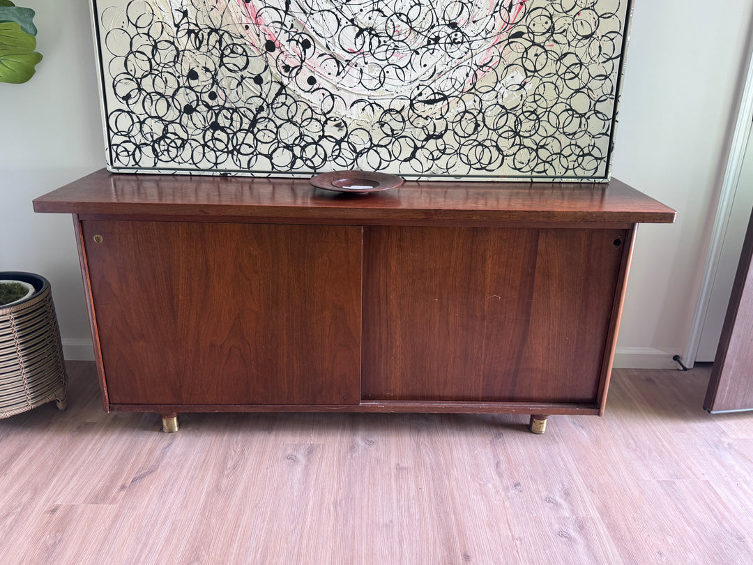Mid-Century Modern Double Sided Credenza Bar with Storage
