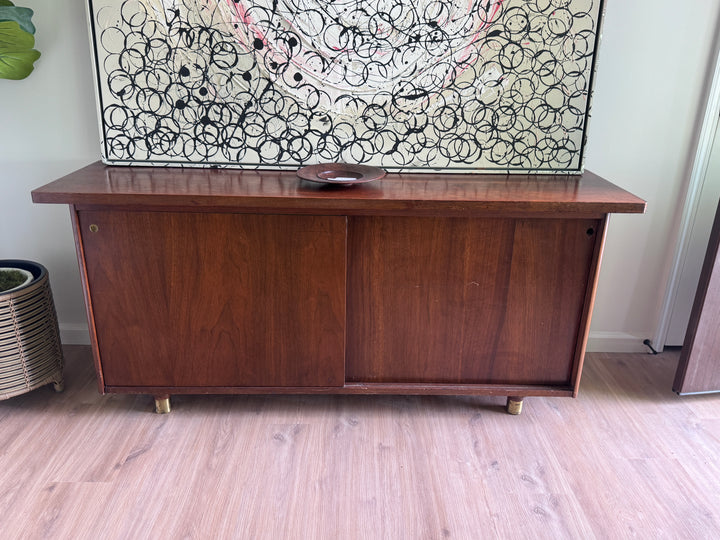 Mid-Century Modern Double Sided Credenza Bar with Storage