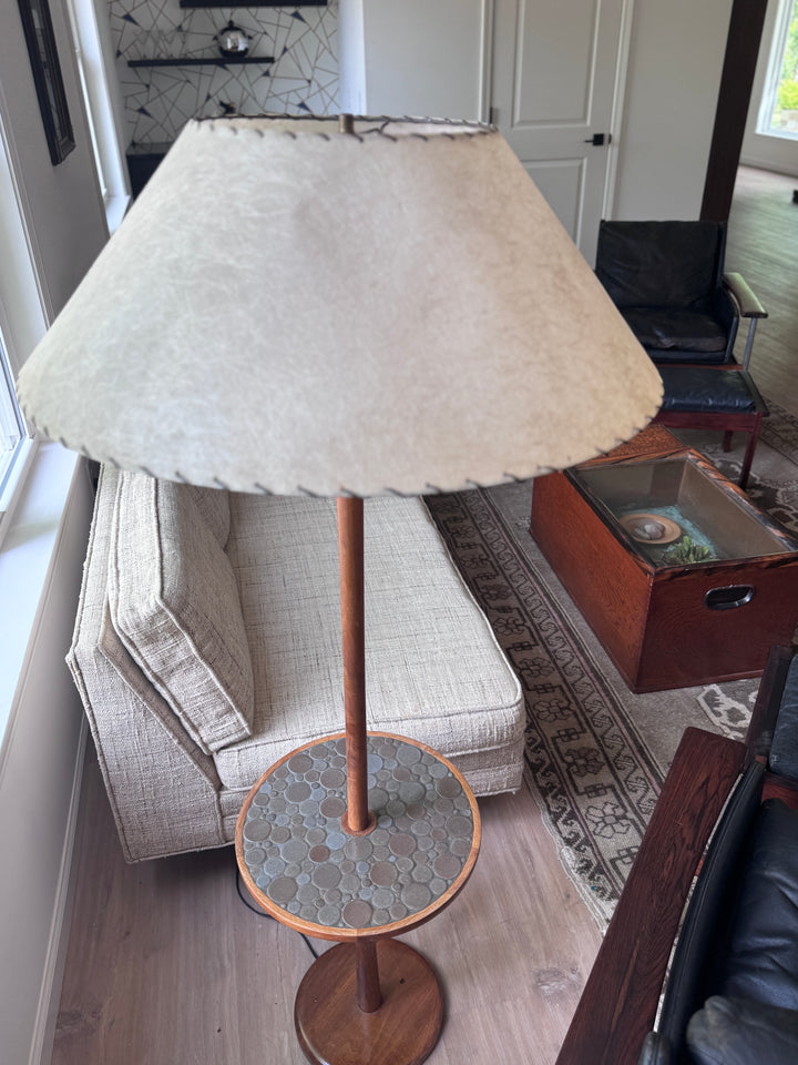 Jane &amp; Gordon Martz for Marshall Studio Ceramic and Walnut Floor Lamp with Table
