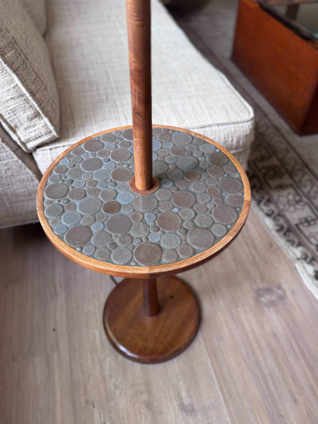 Jane &amp; Gordon Martz for Marshall Studio Ceramic and Walnut Floor Lamp with Table