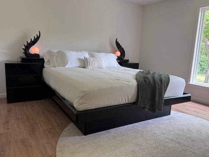 Vintage King Platform Bedframe in Black Lacquer by &