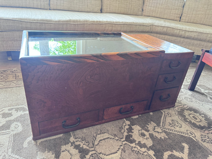 Antique Original Vintage Japanese Keyaki Hibachi Brazier Tea Chest