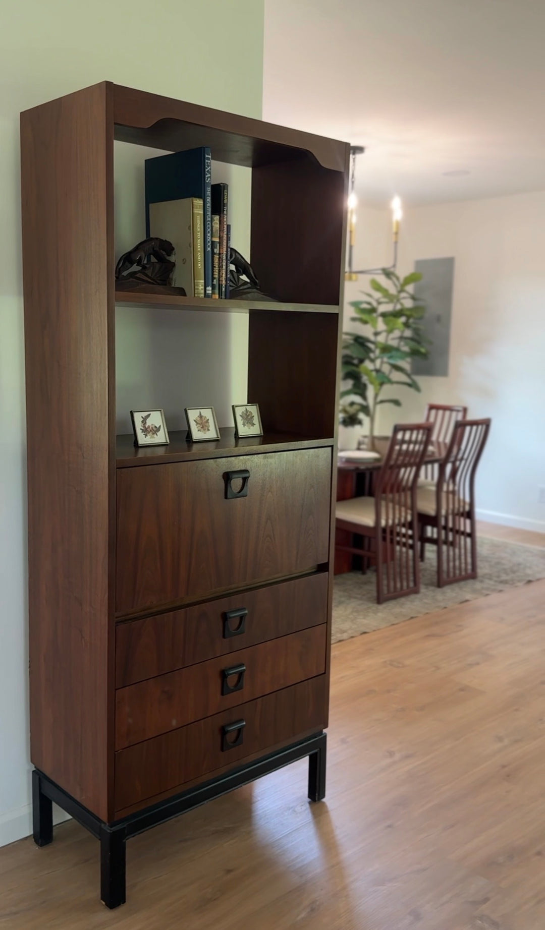 Mid-Century Modern Desk Shelf with Three Drawers