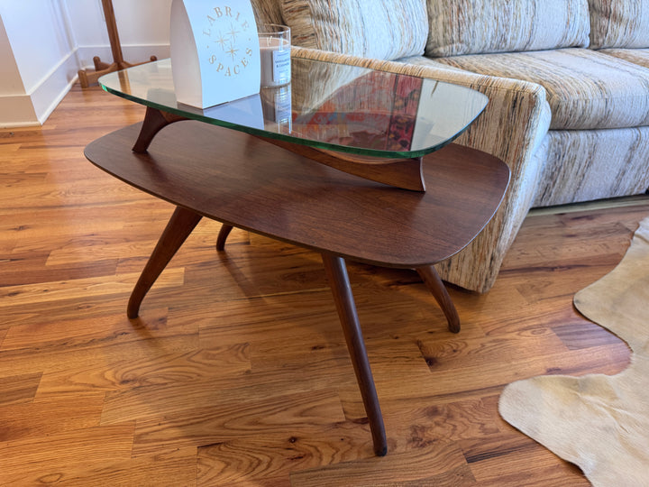 Mid Century Two Tier Vladimir Kagan Style Side Table