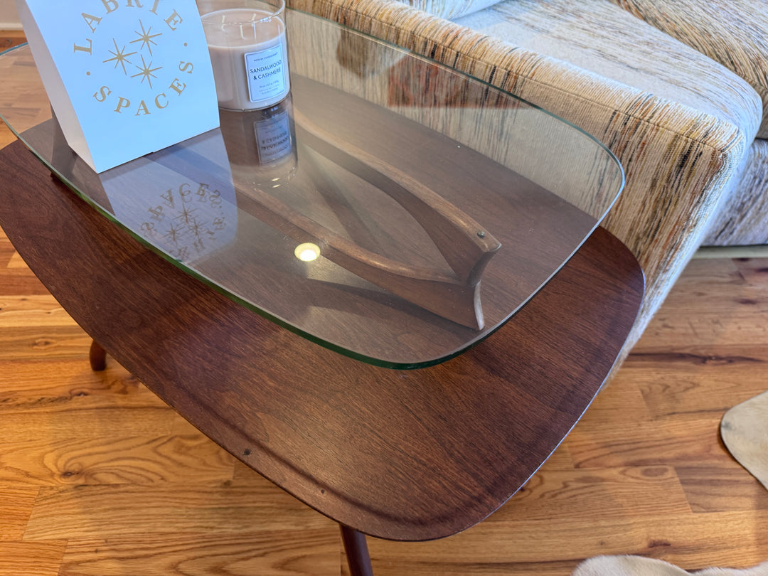 Mid Century Two Tier Vladimir Kagan Style Side Table