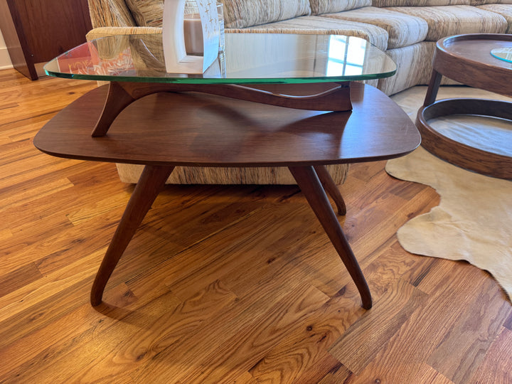 Mid Century Two Tier Vladimir Kagan Style Side Table