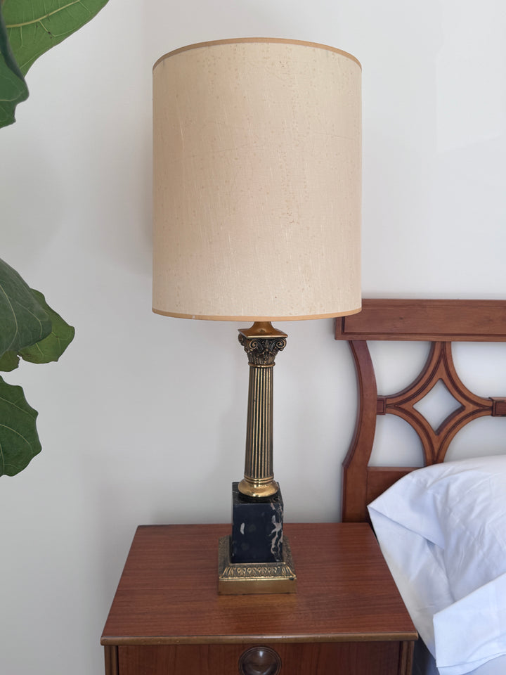 Antique Regency Style Marble Base Table Lamps with Original Shades