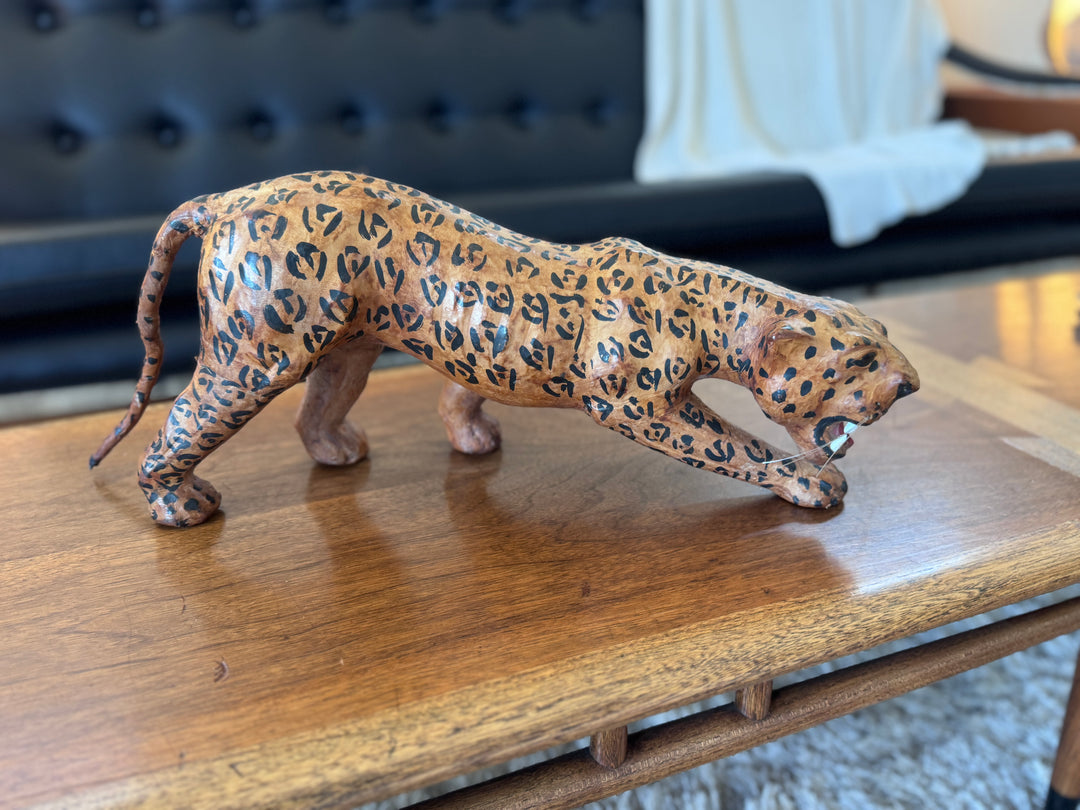 Leather Leopard Statue