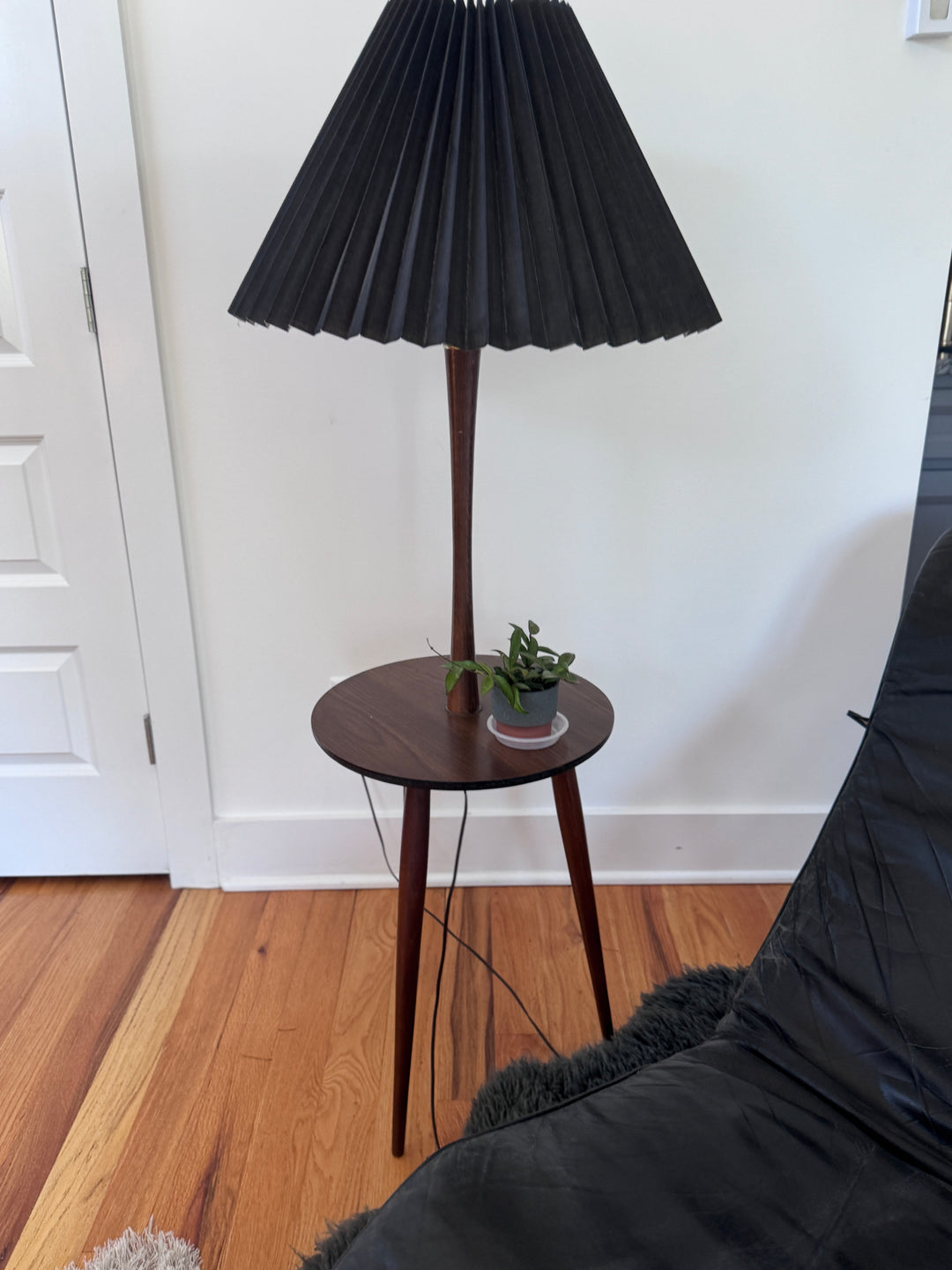Mid-Century Modern Floor Lamp with Built In Table
