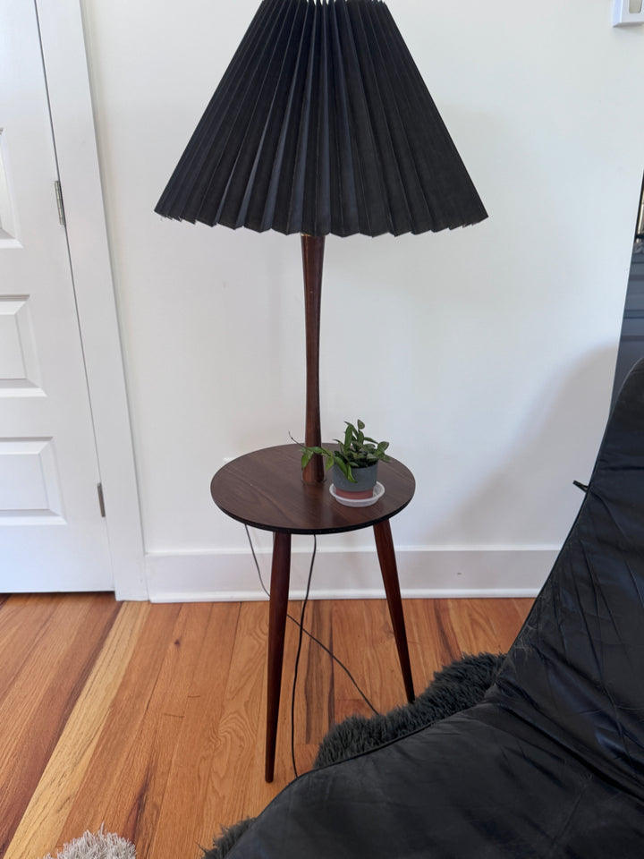 Mid-Century Modern Floor Lamp with Built In Table