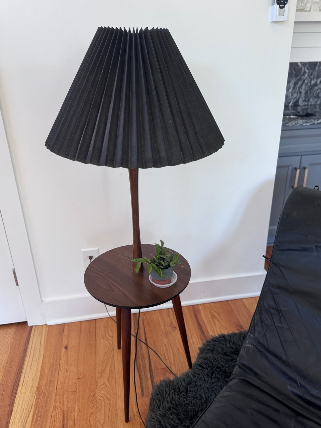 Mid-Century Modern Floor Lamp with Built In Table