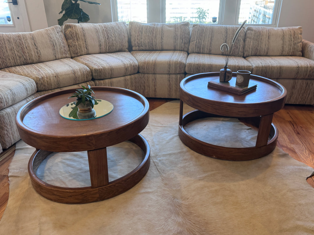 Vintage ‘Flexsteel’ Oak Round Coffee Table (Price Individually)
