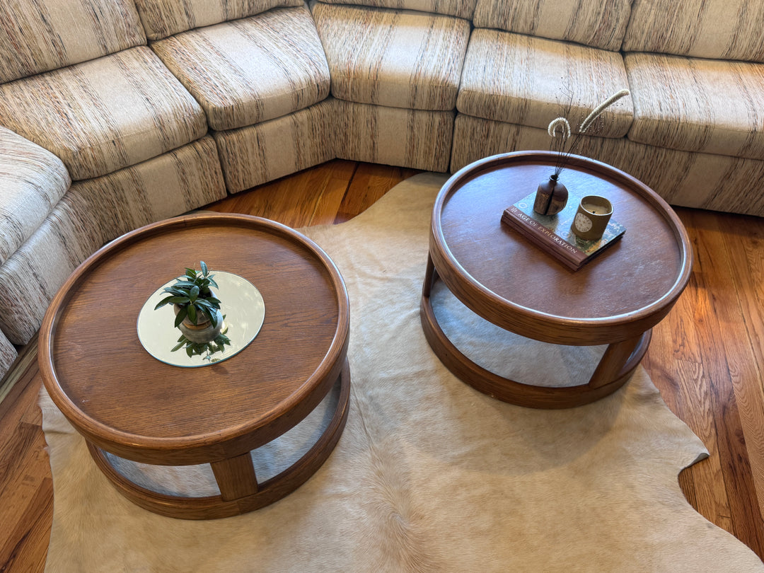 Vintage ‘Flexsteel’ Oak Round Coffee Table (Price Individually)