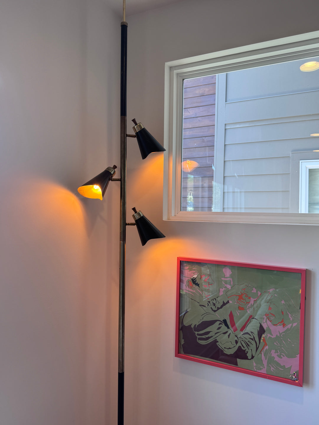 Mid-Century Modern Black Tension Pole Lamp
