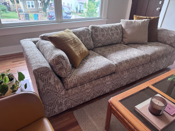 Vintage Cream &amp; Tan Geometric Sofa