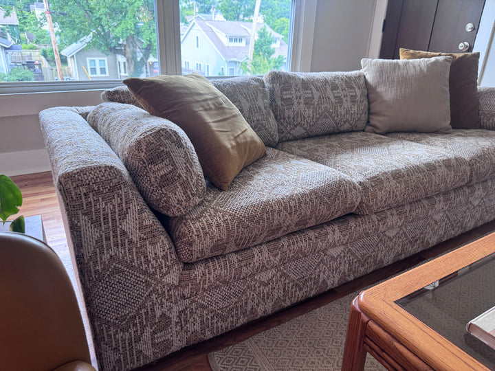 Vintage Cream &amp; Tan Geometric Sofa