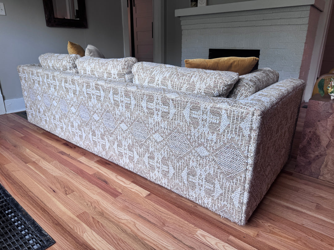 Vintage Cream &amp; Tan Geometric Sofa