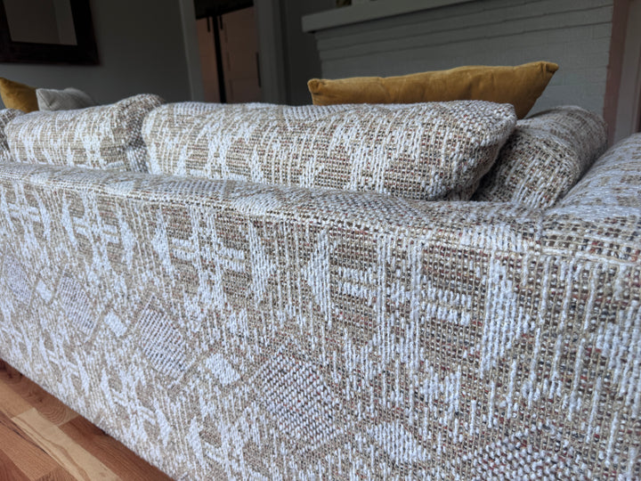 Vintage Cream &amp; Tan Geometric Sofa