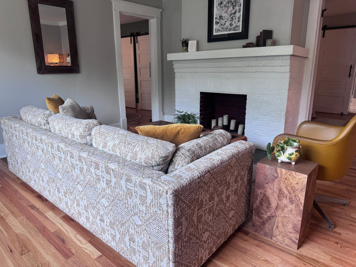 Vintage Cream &amp; Tan Geometric Sofa