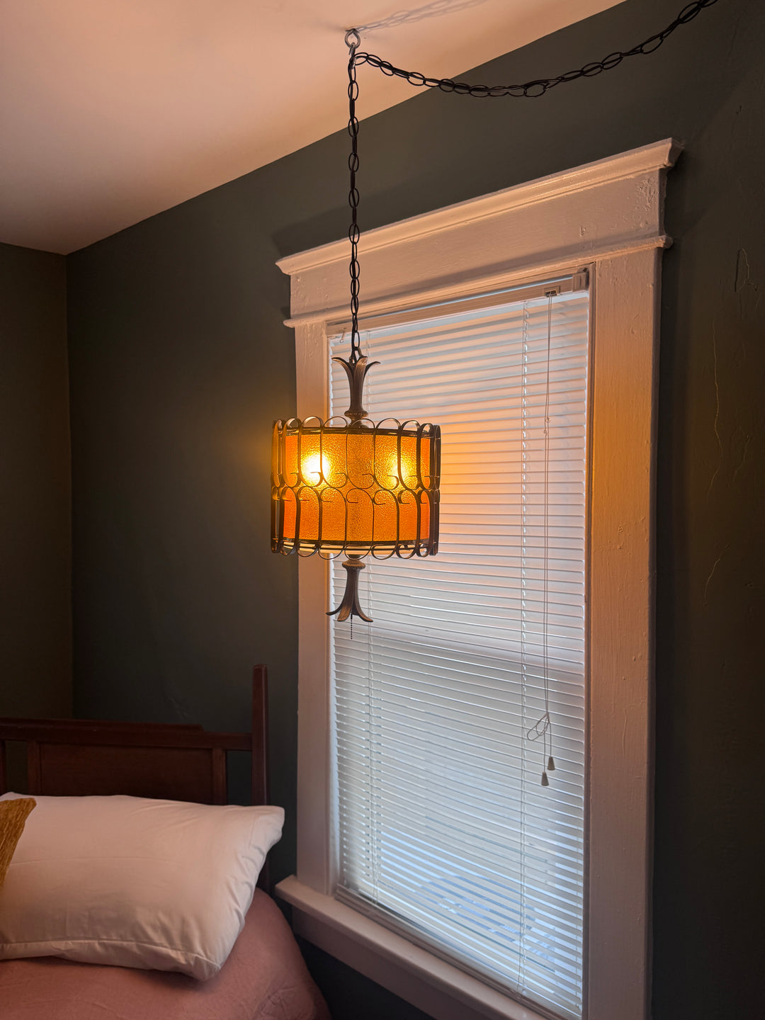 Mid-Century Modern Amber Swag Lamp