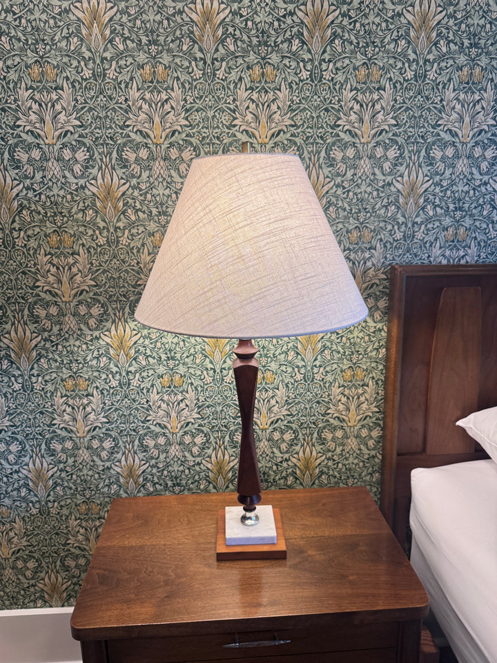 Pair of Vintage Wood Lamps with New Shades (price for pair)