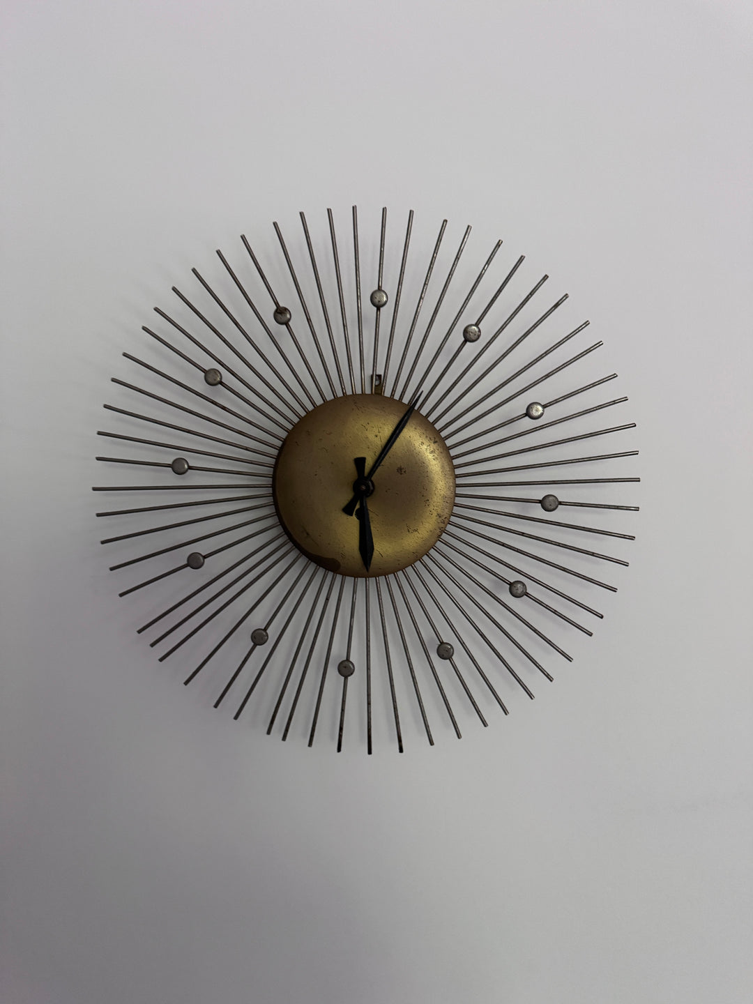 Mid-Century Modern Brass Wall Clock