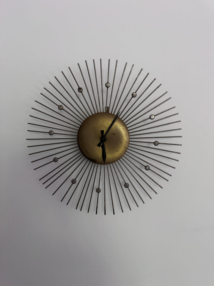 Mid-Century Modern Brass Wall Clock