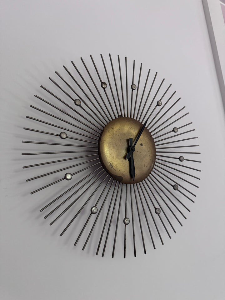 Mid-Century Modern Brass Wall Clock