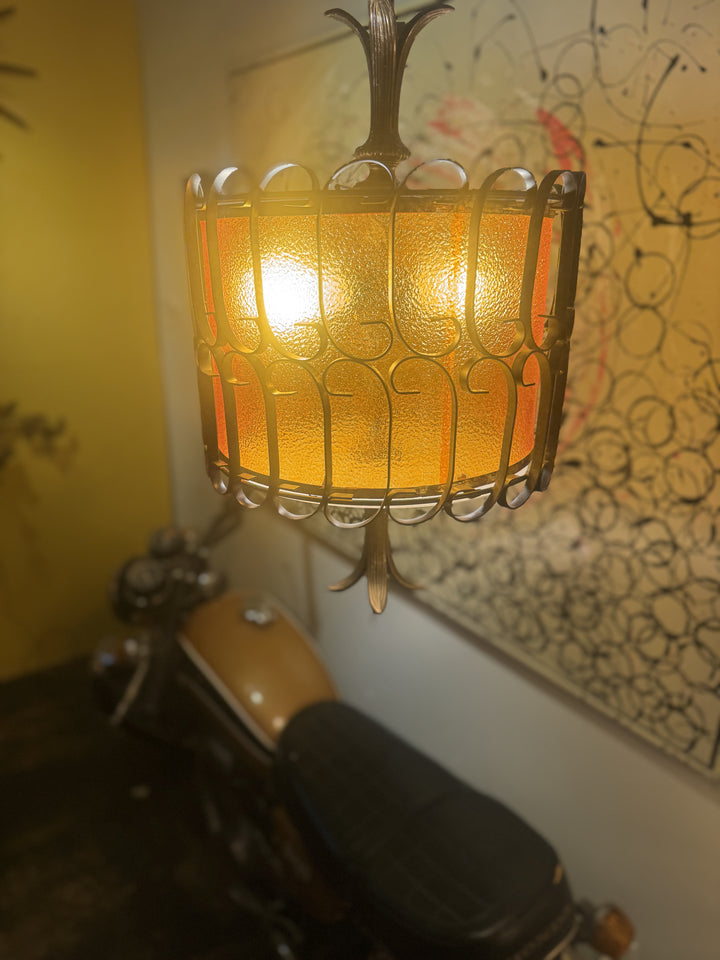 Mid-Century Modern Amber Swag Lamp