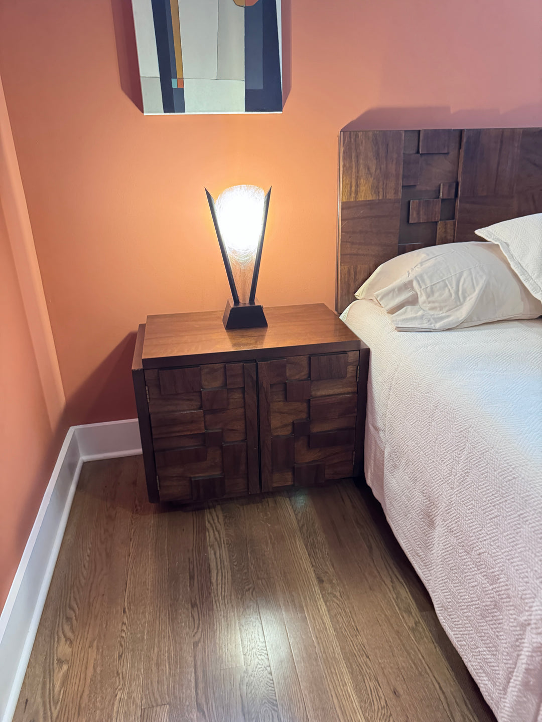 Mid-Century Modern Brutalist Nightstand Set By "Lane"