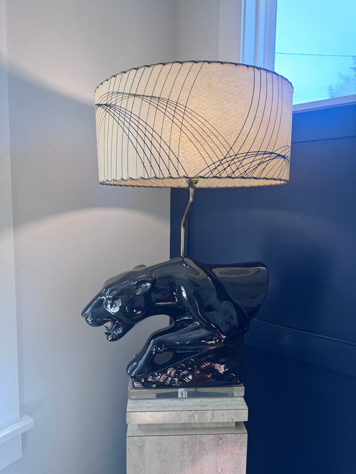 Mid-Century Modern Black Panther Table Lamp