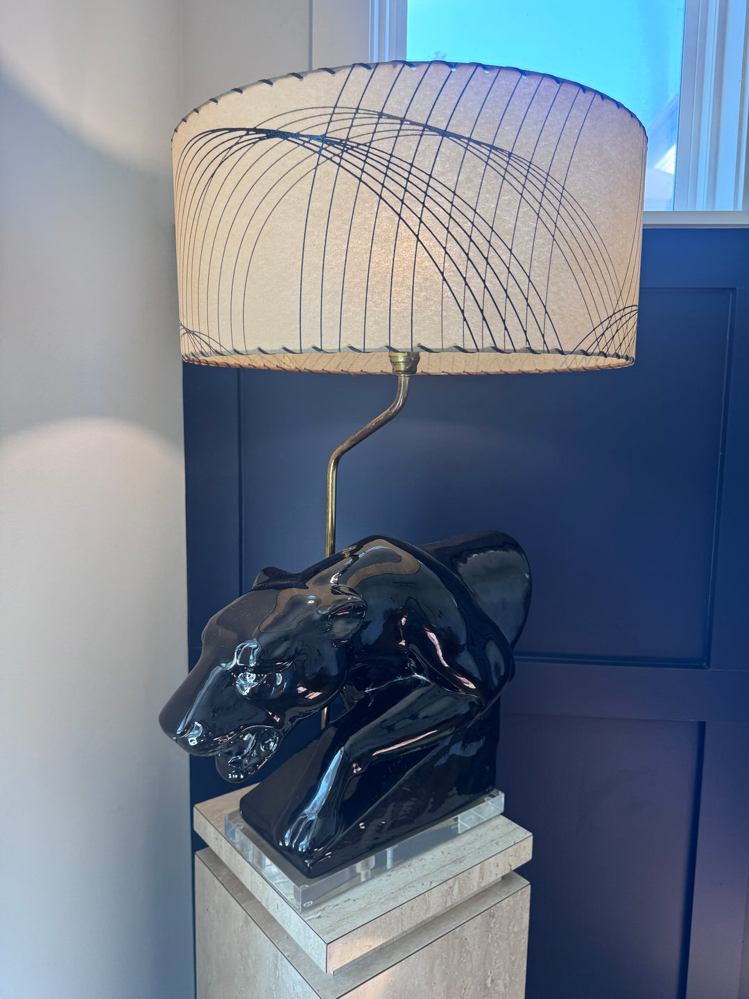 Mid-Century Modern Black Panther Table Lamp