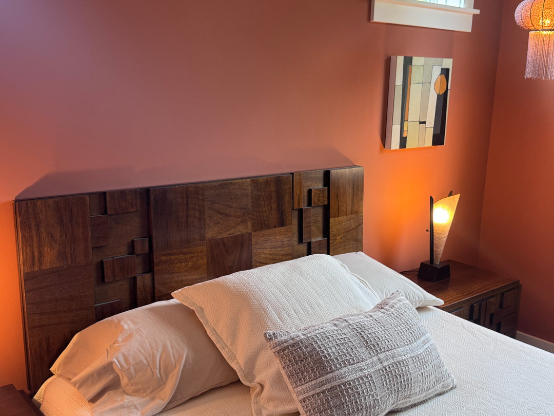 Mid-Century Modern Brutalist Queen Headboard by &