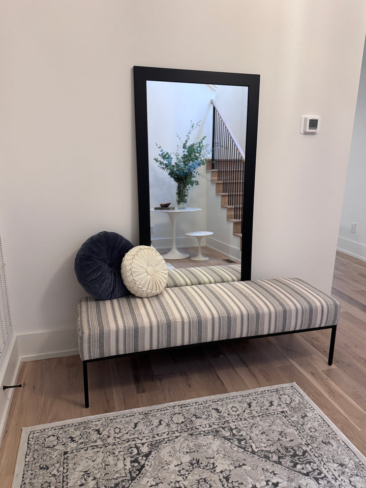 Striped Bench with Black Iron Base (new)