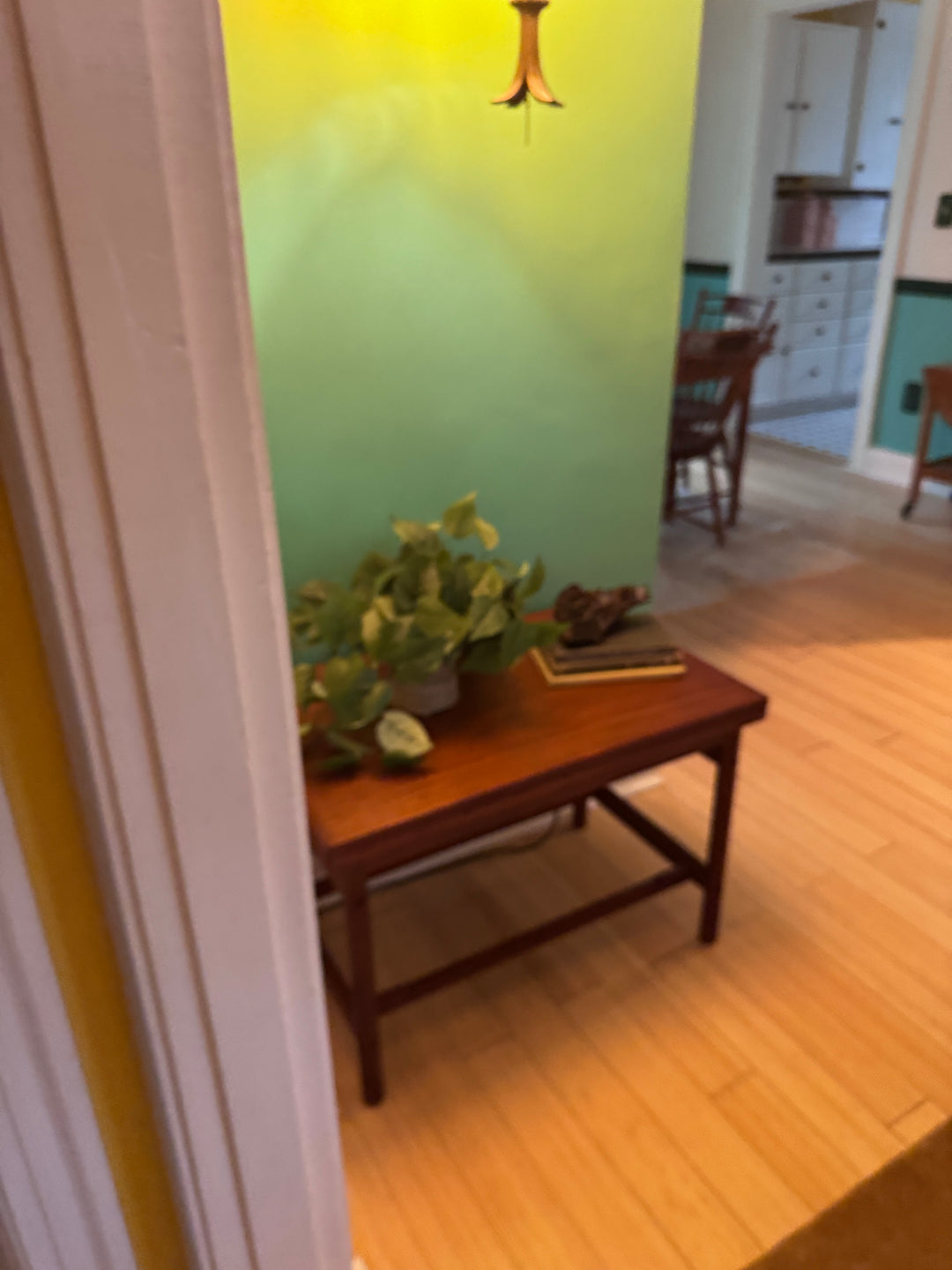 Mid-Century Modern Teak Side Table Fold Out Coffee Table