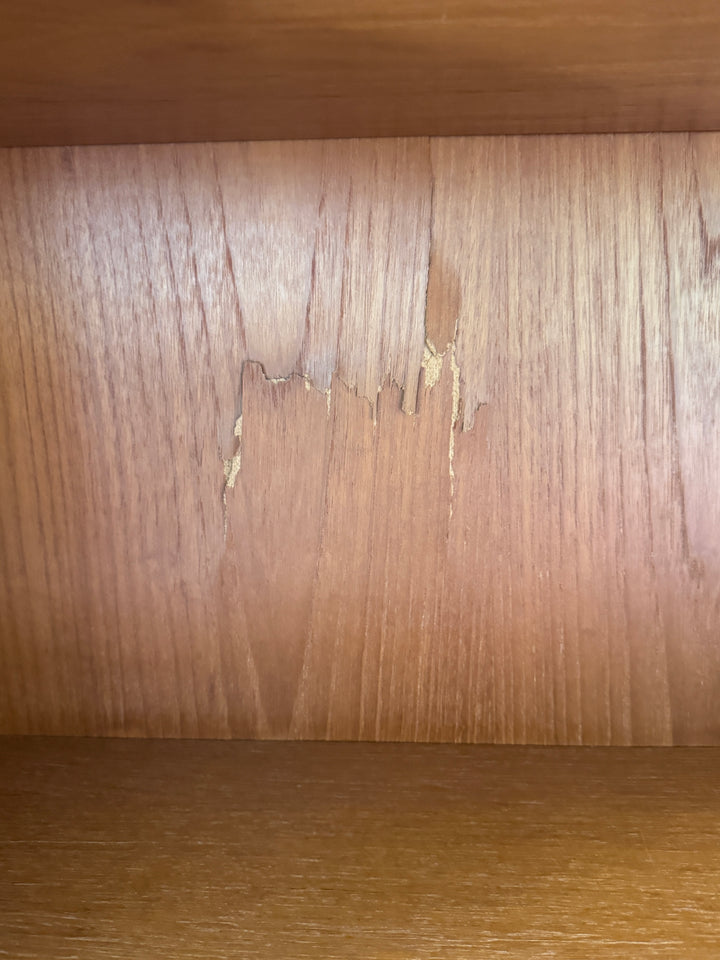 Danish Teak Two Piece Desk Shelf with Fold Out Desk