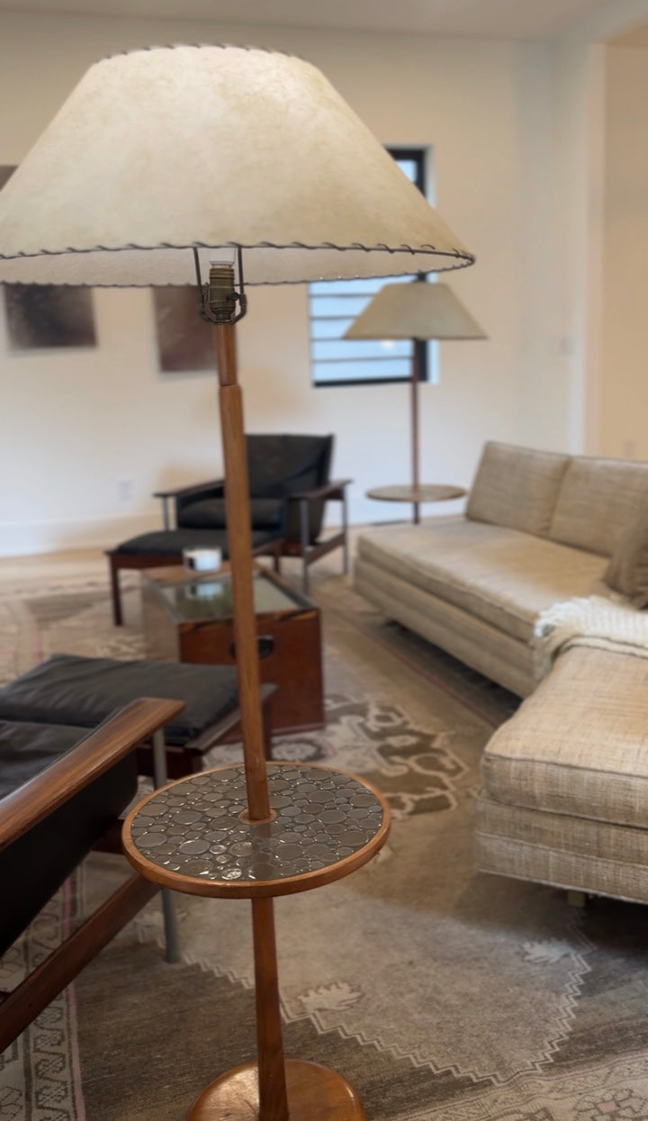 Jane &amp; Gordon Martz for Marshall Studio Ceramic and Walnut Floor Lamp with Table
