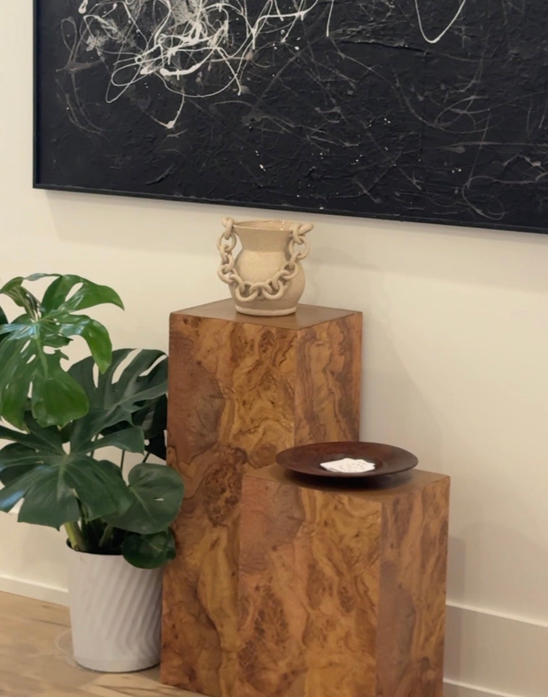 Vintage Tall Burlwood Pedestal