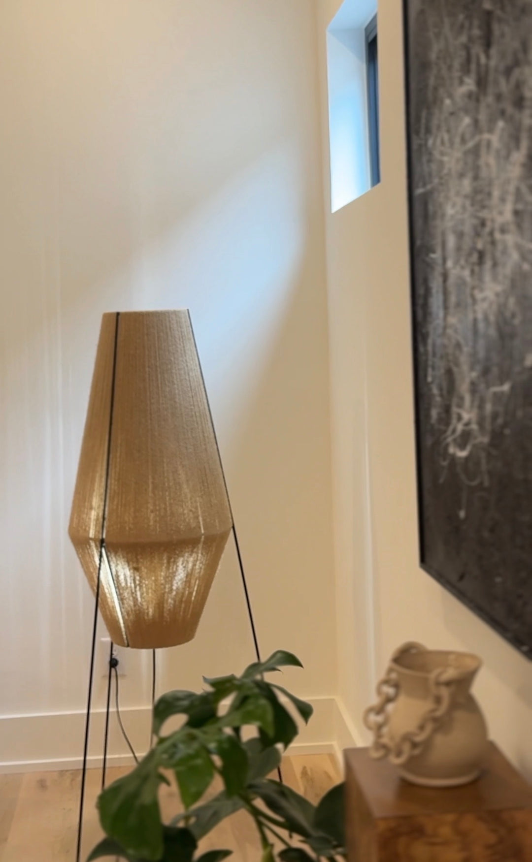 Iron and Jute Floor Lamp Designed by Salvaged Modern
