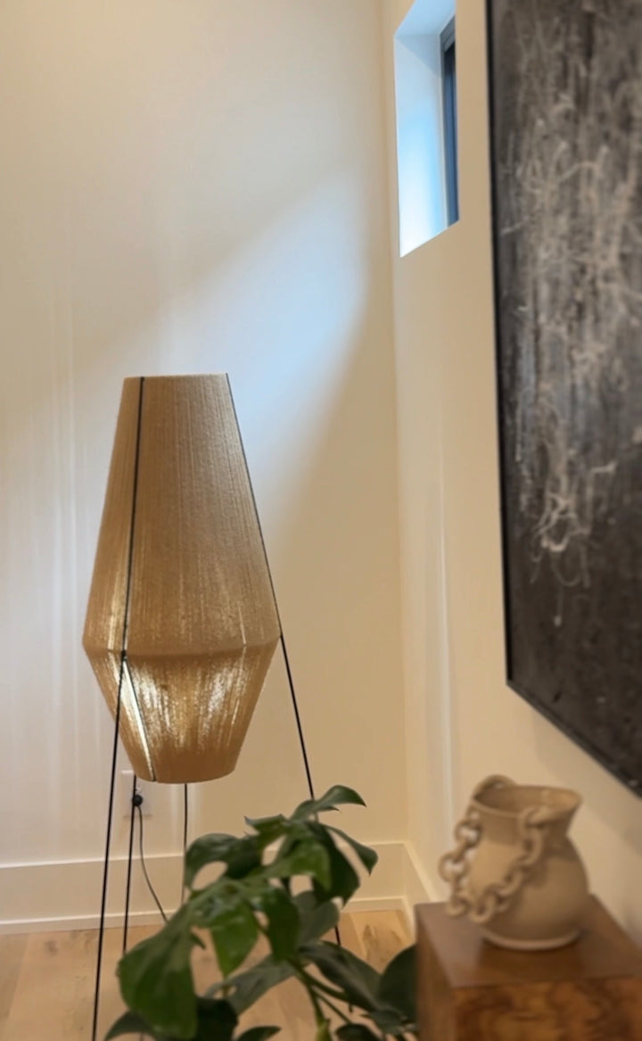 Iron and Jute Floor Lamp Designed by Salvaged Modern