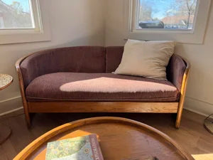 Vintage ‘Flexsteel’ Oak &amp; Plum Upholstered Love Seat