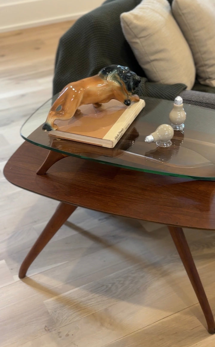 Mid Century Two Tier Vladimir Kagan Style Side Table
