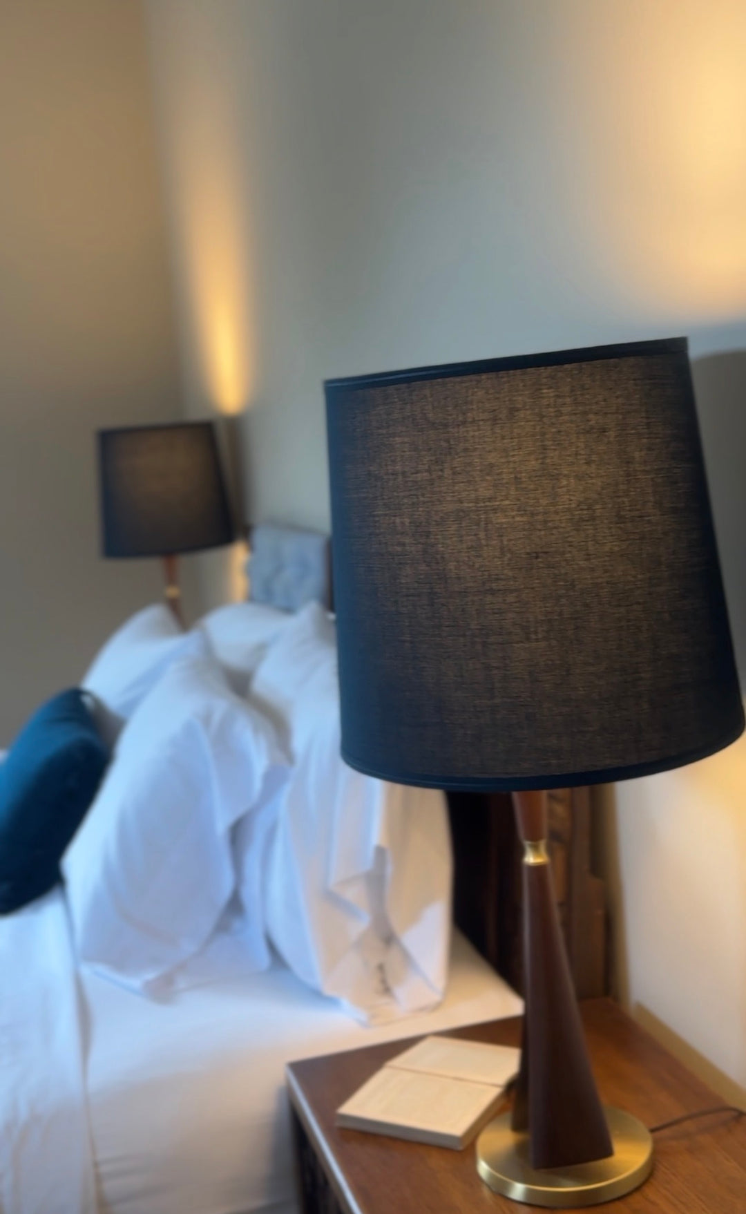 Pair of Mid-Century Modern Walnut Table Lamps