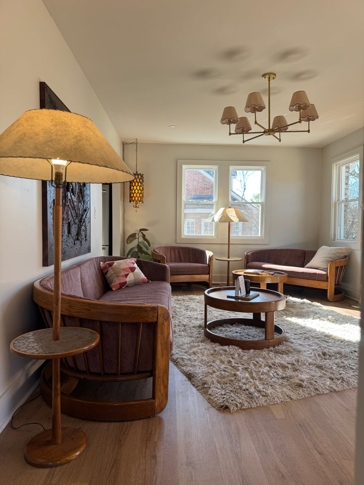 Jane &amp; Gordon Marz for Marshall Studio Ceramic and Walnut Floor Lamp with Table