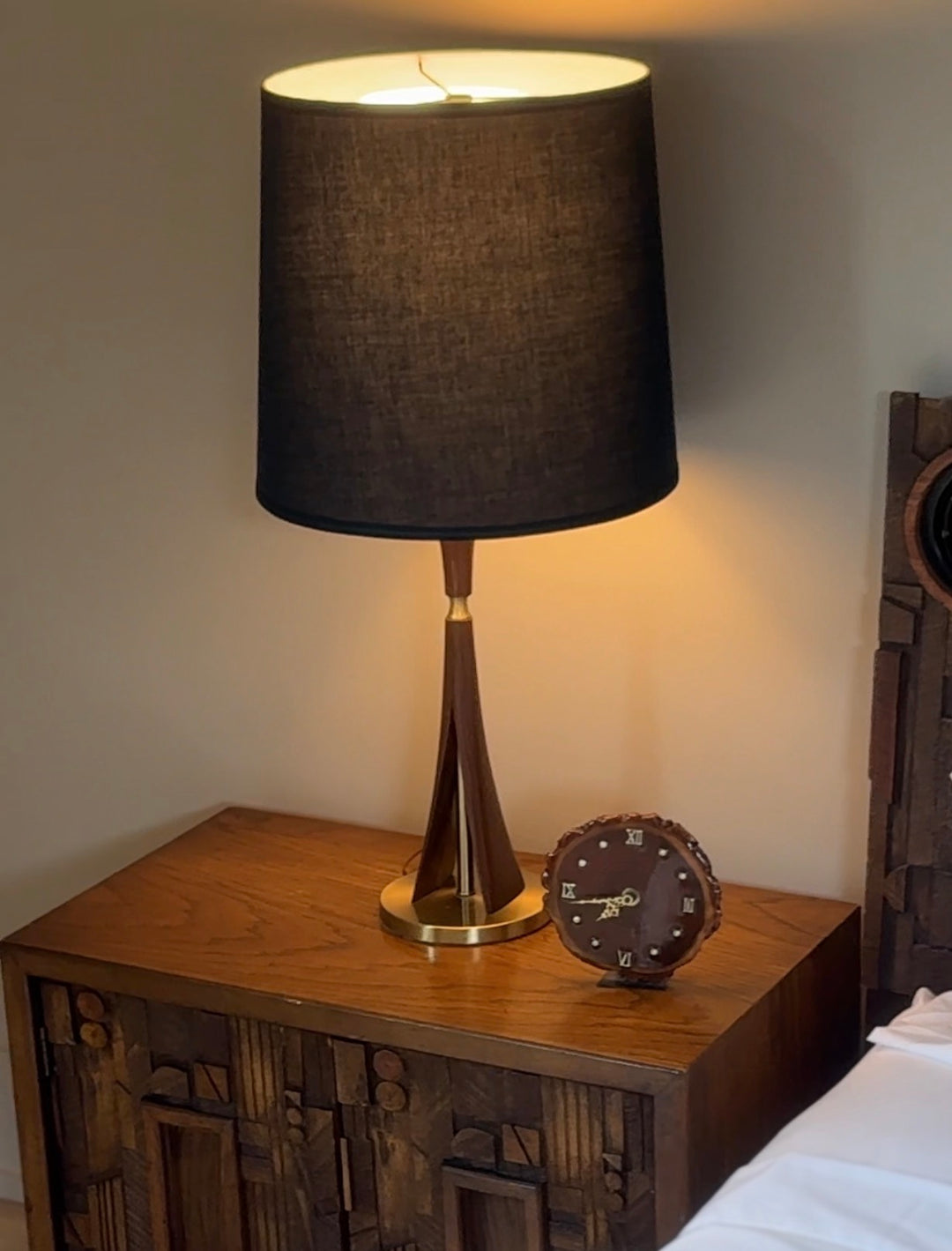 Pair of Mid-Century Modern Walnut Table Lamps