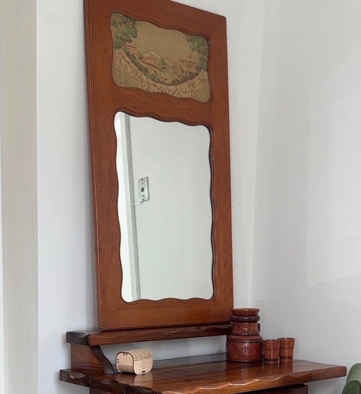 Antique Mirror with Scalloped Edge